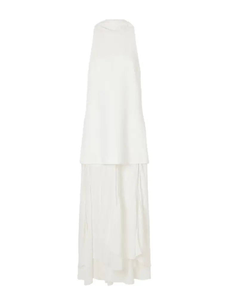 Brandon Maxwell Leonie Scarf-detailed Layered Crepe And Georgette Maxi Dress