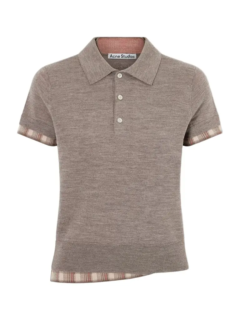 Acne Studios Layered Checked Wool Polo Shirt