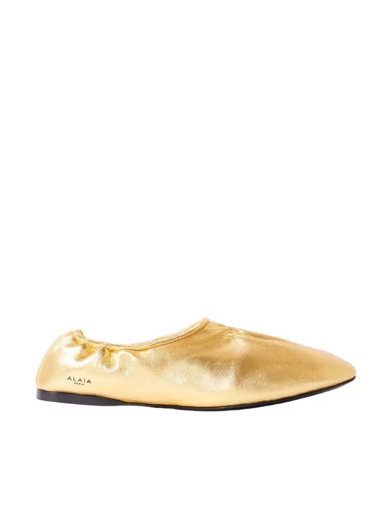 Alaïa Metallic Leather Ballet Flats