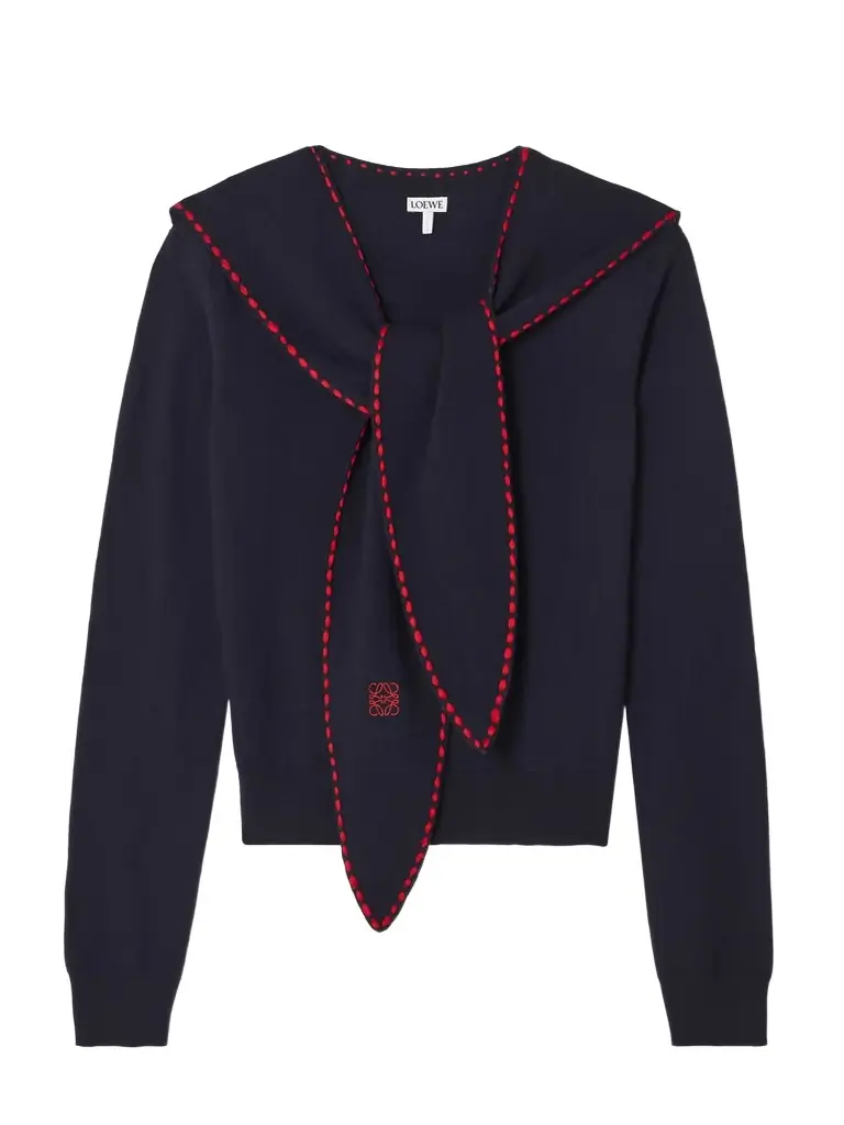 Loewe Tie-detail Embroidered Knitted Top