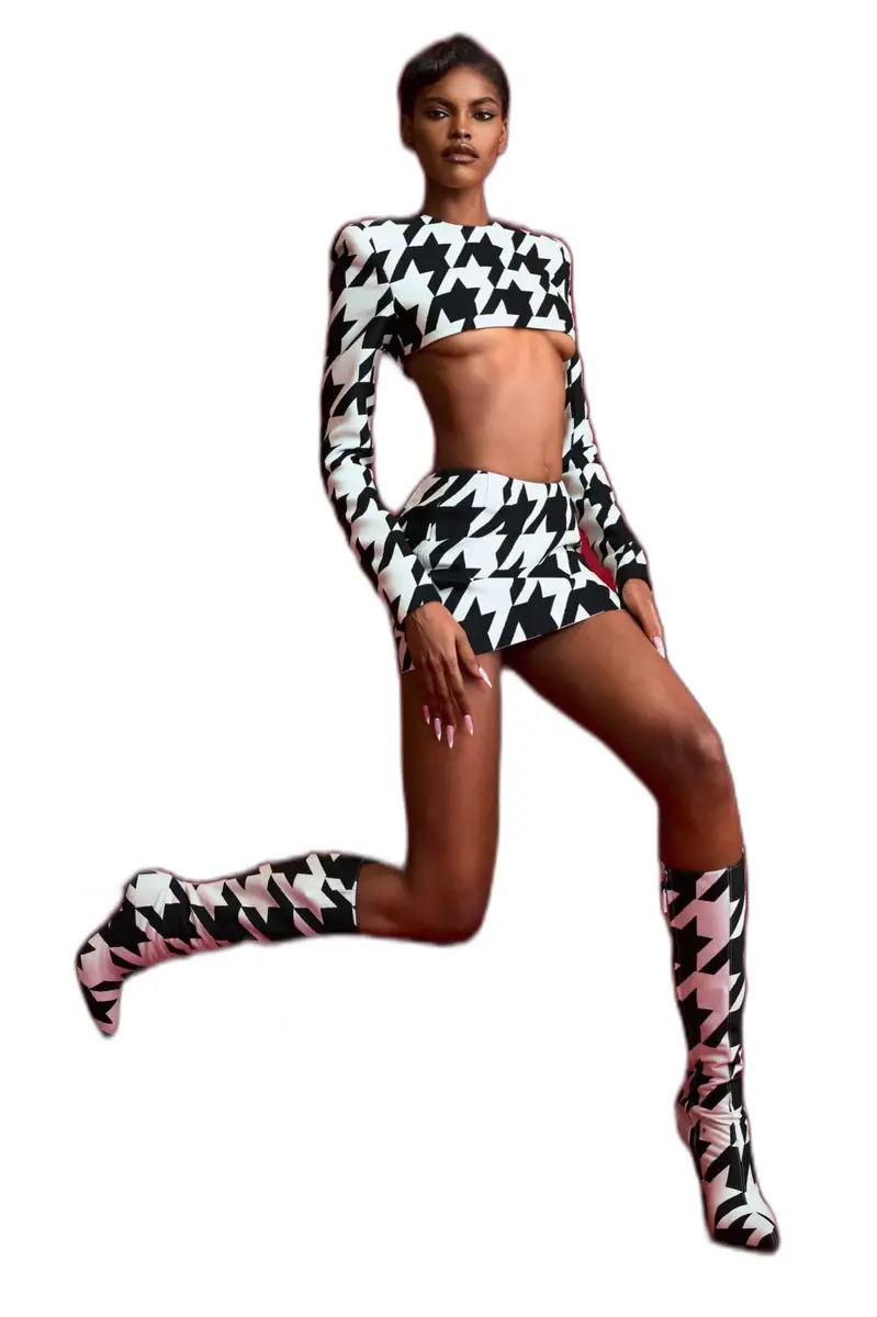 LaQuan Smith Cropped Top with Shoulder Pad Detail