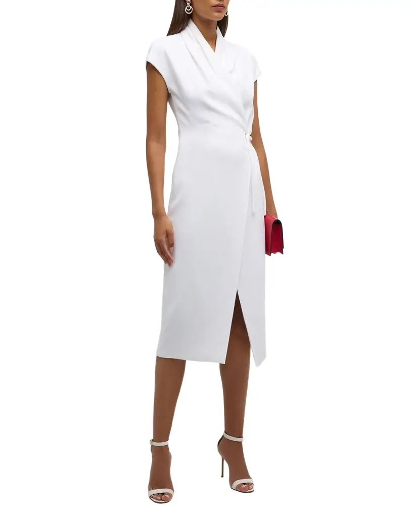 Giorgio Armani Silk Wrap Midi Dress with Tie Detail