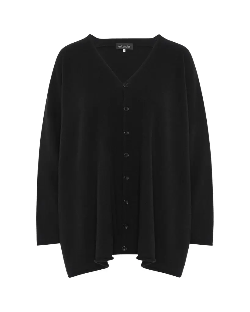 Eskandar A-Line V Neck Cashmere Cardigan (Long Length)