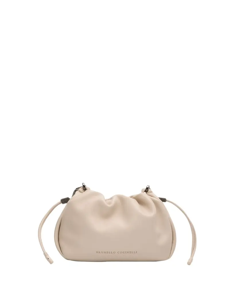 Brunello Cucinelli Small Drawstring Lambskin Crossbody Bag