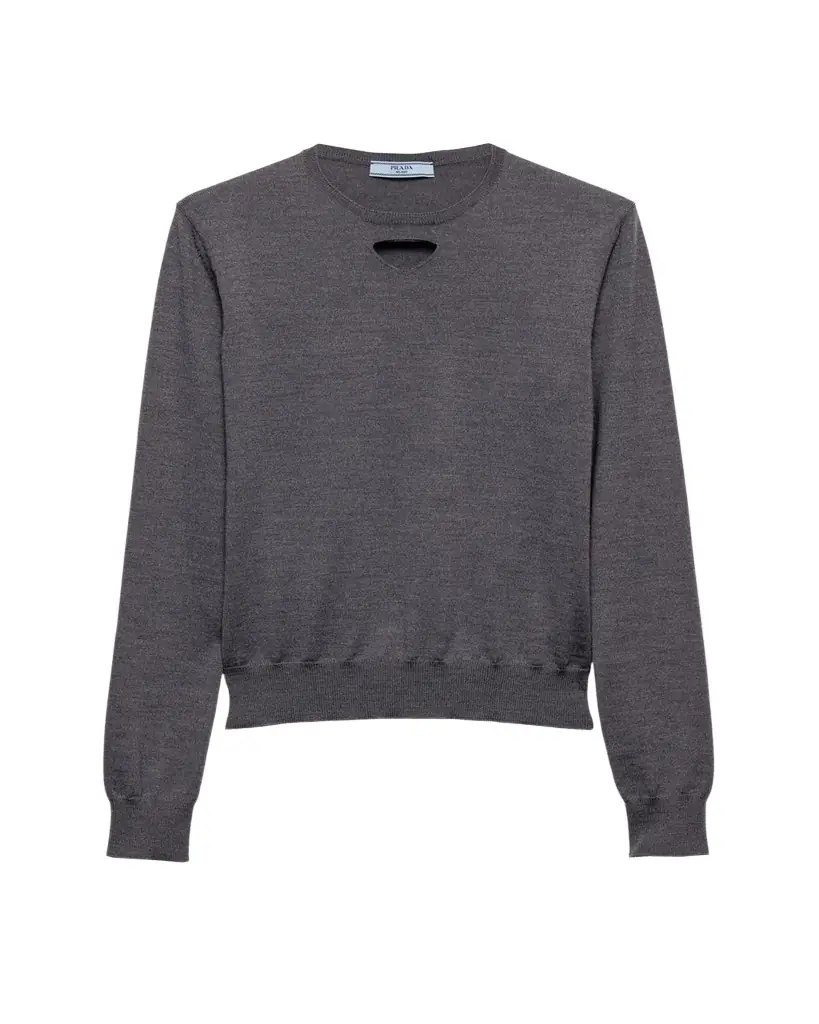 Prada Cutout Triangle Wool Knit Sweater