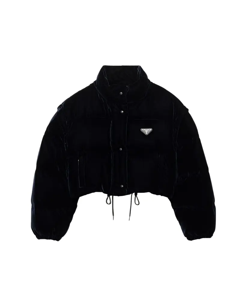 Prada Convertible Cropped Velvet Down Jacket