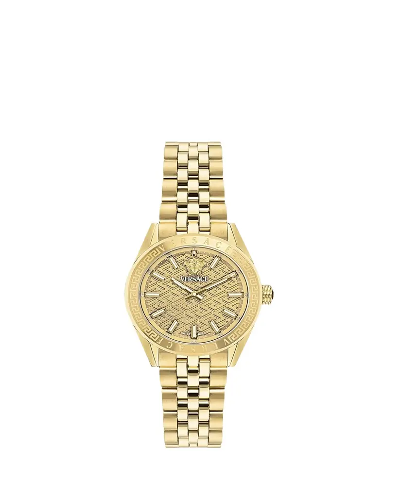 Versace V-Code 36mm IP Yellow Gold Bracelet Watch