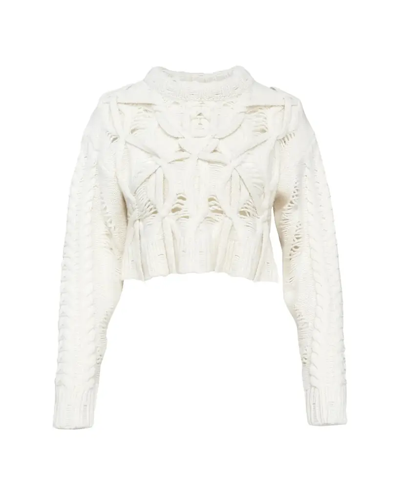 Aisling Camps Briar Deconstructed Cable Knit Crop Sweater