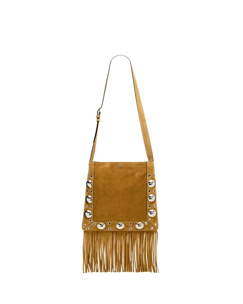 Valentino Garavani Nellcote Studded Fringe Suede Crossbody Bag