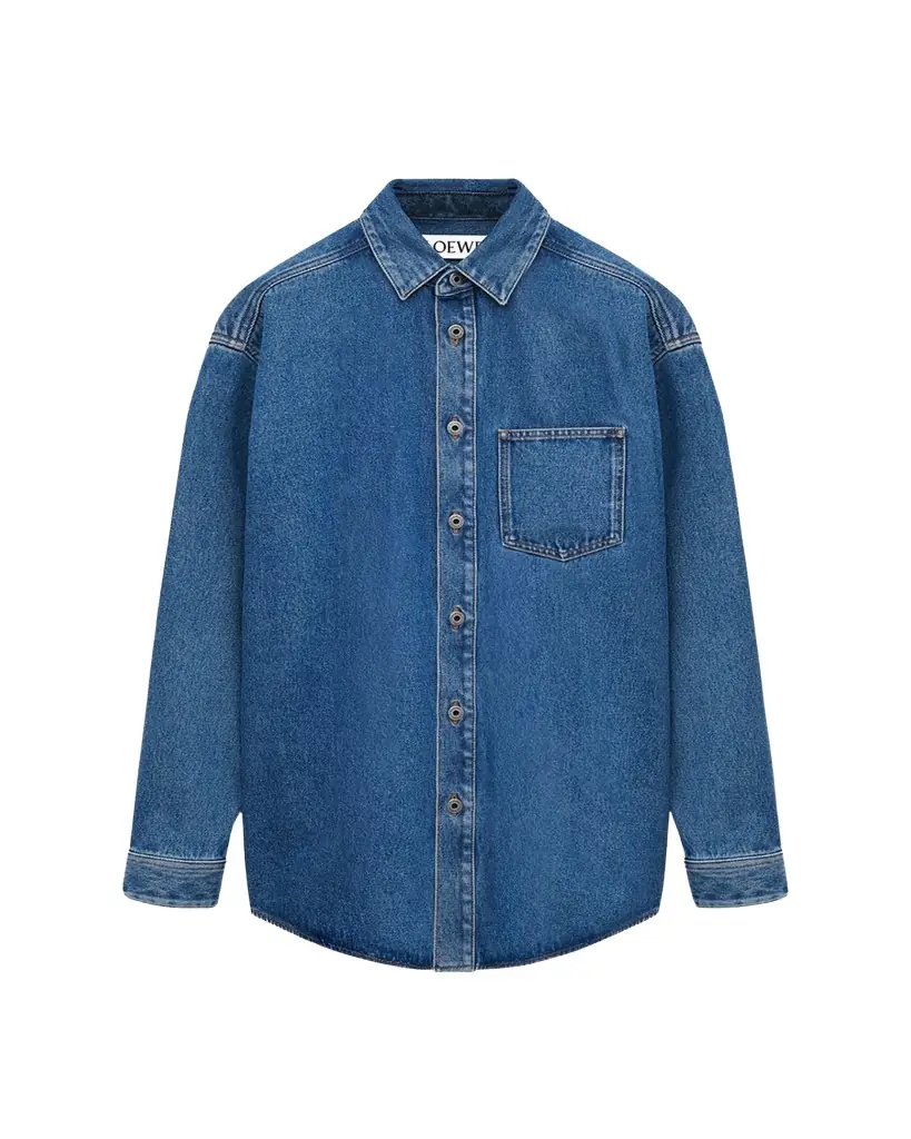 Loewe Men's Anagram-Sleeve Denim Overshirt