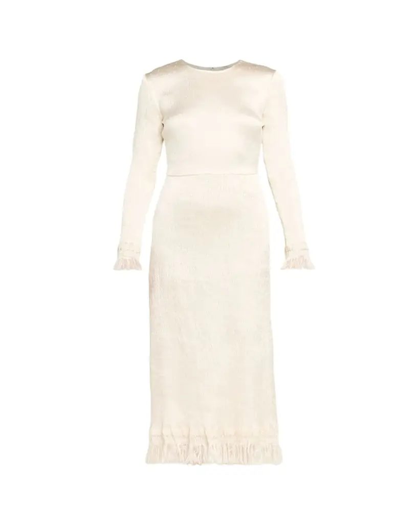 FForme Mina Frayed Edge Long-Sleeve Midi Dress