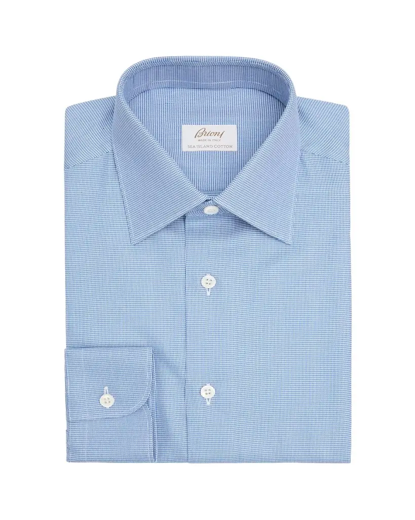 Brioni Men's Sea Island Cotton Micro-Houndstooth Dress Shirt