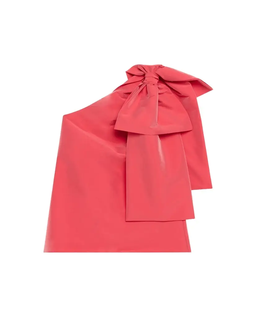 BERNADETTE Winnie Bow One-Shoulder Taffeta Mini Dress