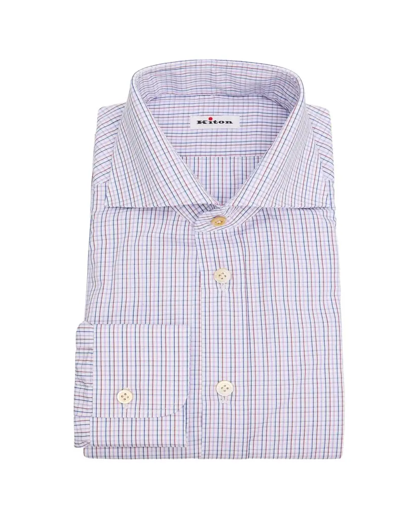 Kiton Men's Cotton Graph Check Classic-Fit Dress Shirt