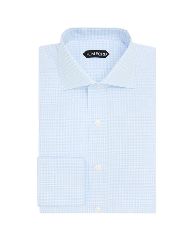 TOM FORD Men's Gingham Check Cotton Dress Shirt