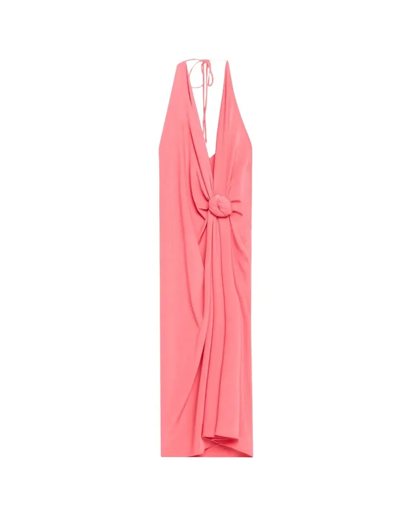 Silvia Tcherassi Guadalupe Knotted Backless Halter Midi Dress