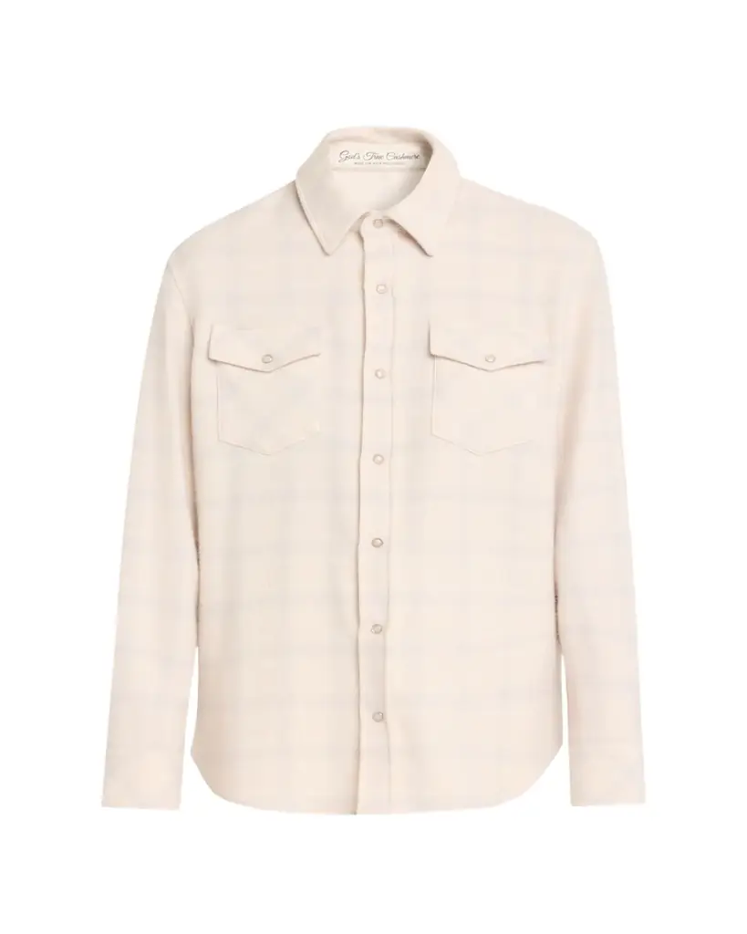 God's True Cashmere Clarity Ombre Plaid Cashmere Flannel Shirt