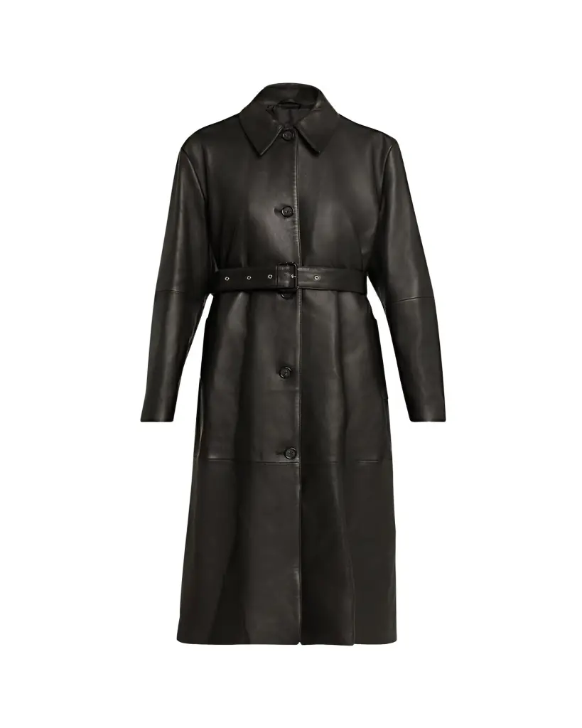 Toteme Belted Leather Oversized Coat