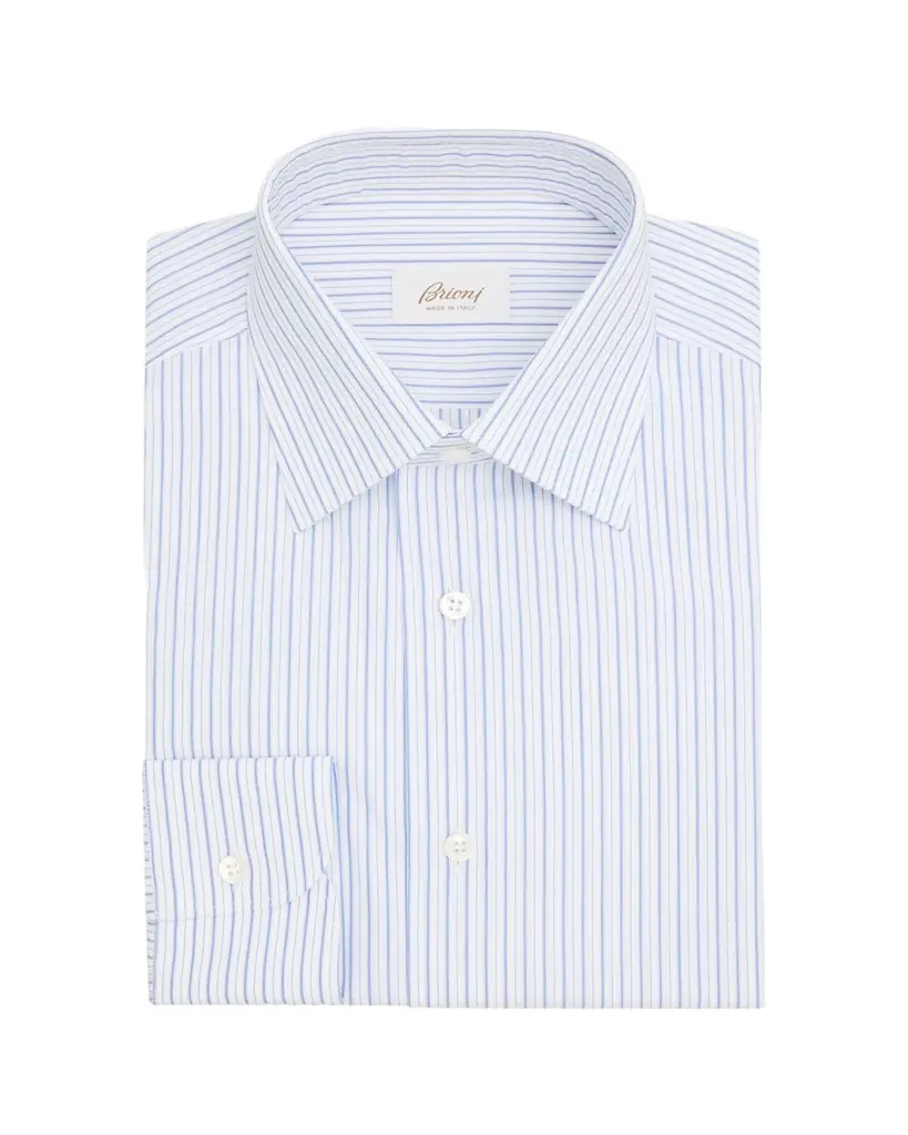 Brioni Men's Cotton Multi-Stripe Point Collar Dress Shirt