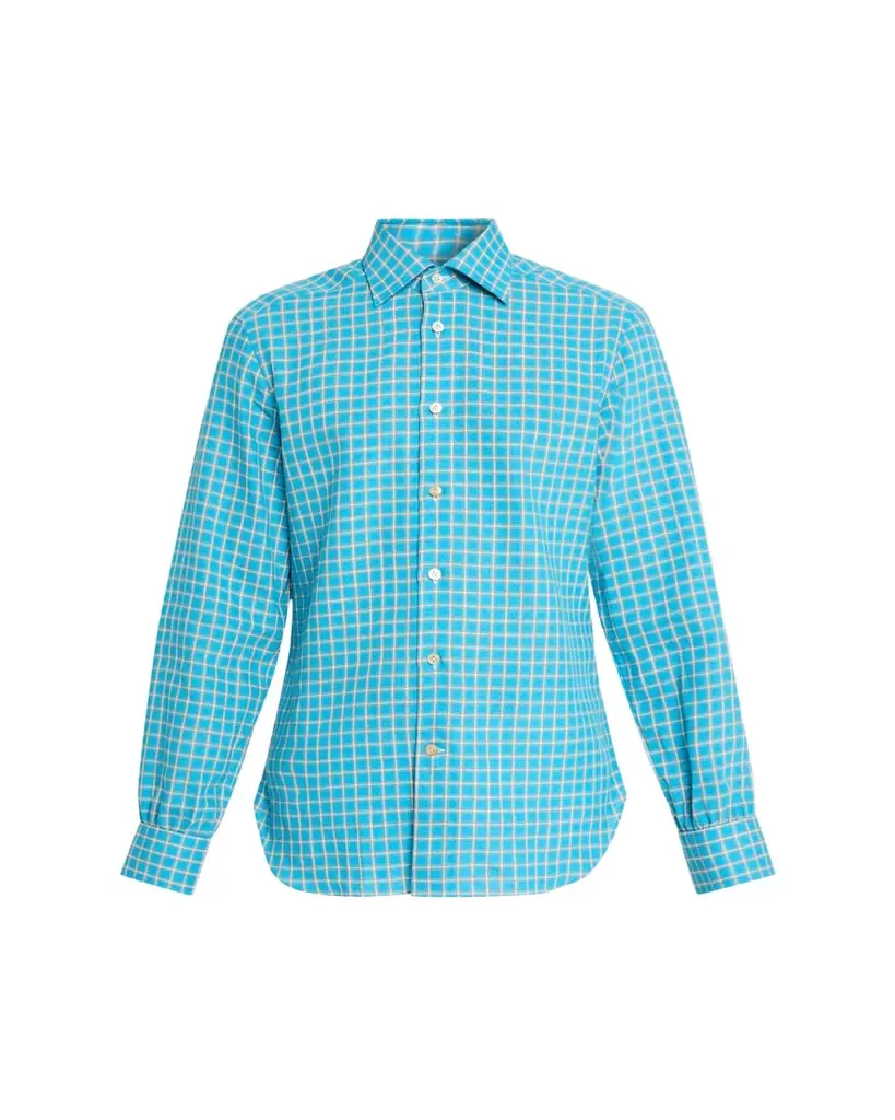 Kiton Men's Linen-Blend Plaid Button-Down Shirt