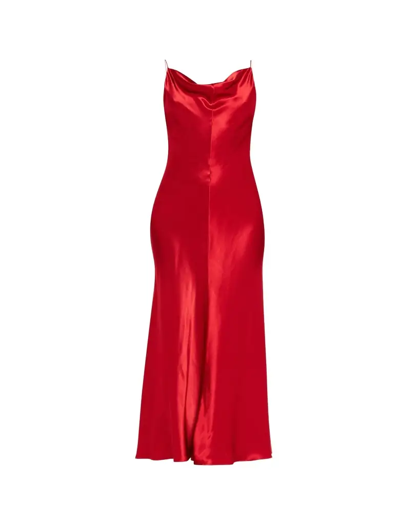 FForme Emi Hammered Satin Cowl-Neck Maxi Slip Dress