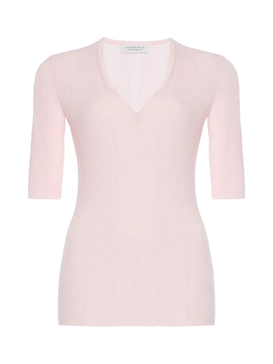 Gabriela Hearst Amari Wool V-Neck Top