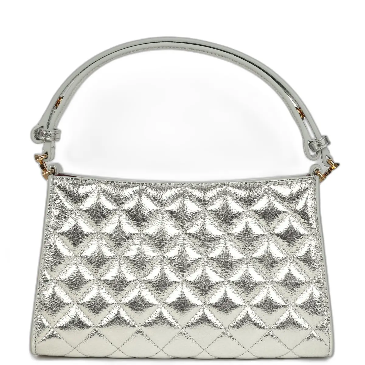 Chanel Chanel Small Quilted CC Shoulder Bag Metallic Silver Aged Calfskin Gold Hardware