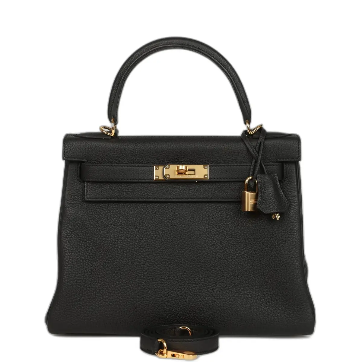 hermes Hermes Kelly Retourne 28 Black Togo Gold Hardware
