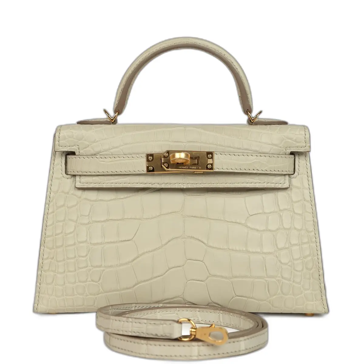 hermes Hermes Kelly Sellier 20 Beton Matte Alligator Gold Hardware