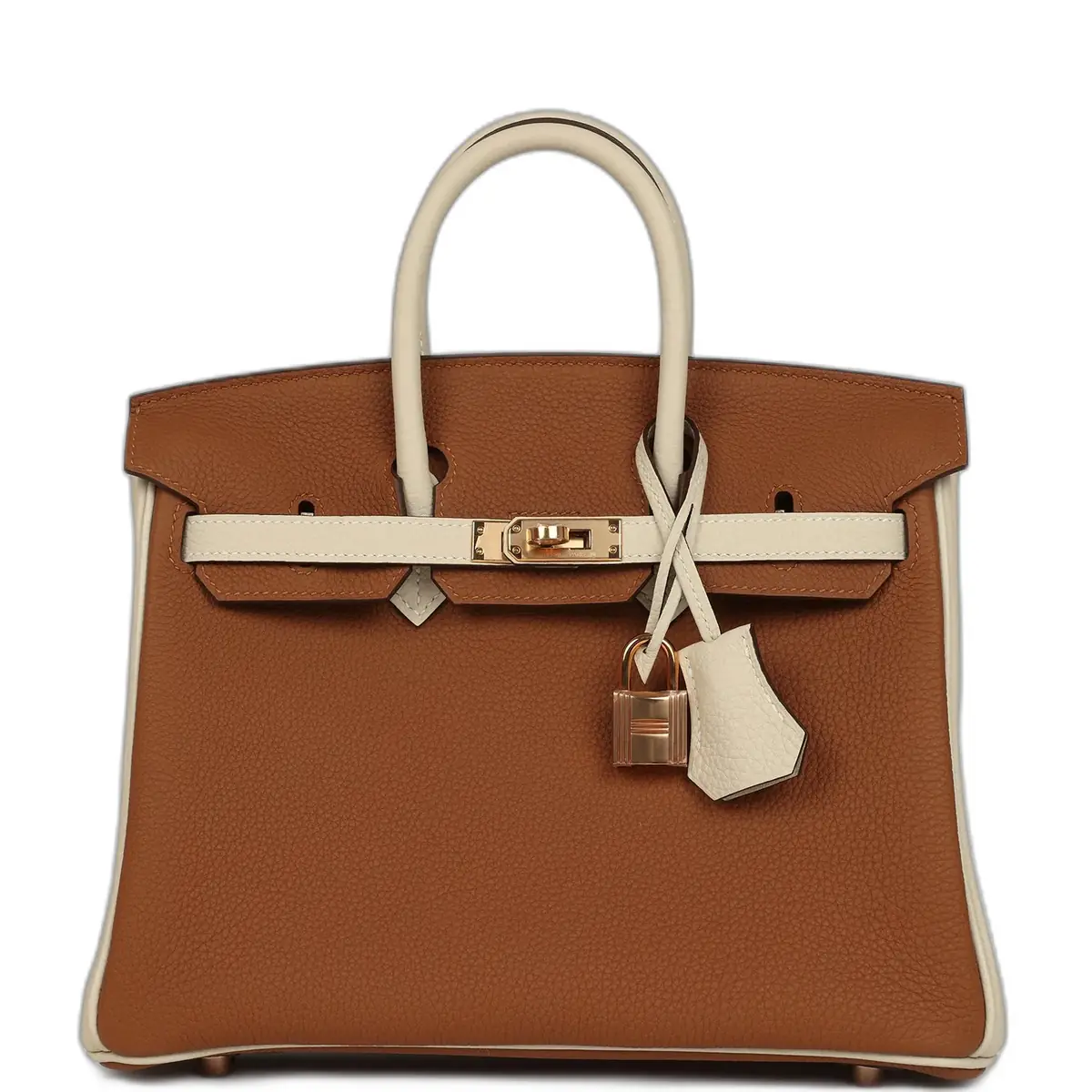 hermes Hermes Special Order (HSS) Birkin 25 Gold and Craie Togo Rose Gold Hardware