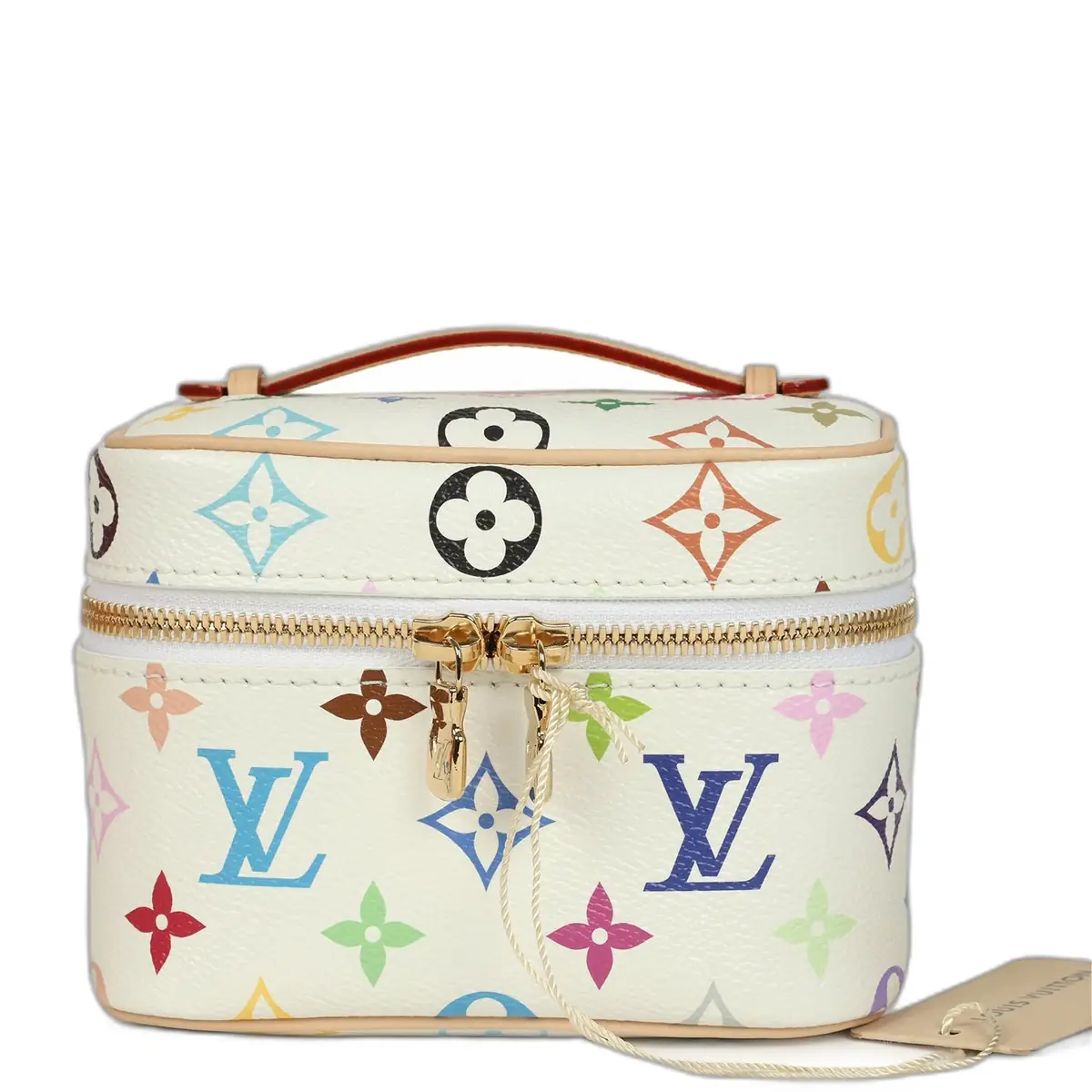 Louis Vuitton Louis Vuitton X Takashi Murakami Nice Nano White Multicolor Monogram Gold Hardware