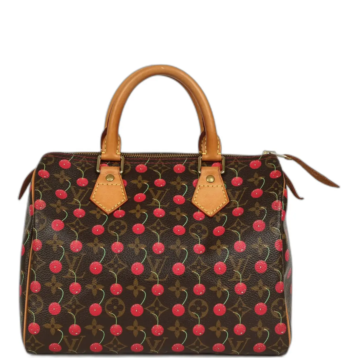 Louis Vuitton Vintage Louis Vuitton x Takashi Murkami Cheries Speedy 25 Brown and Red Monogram Cherry Gold Hardware