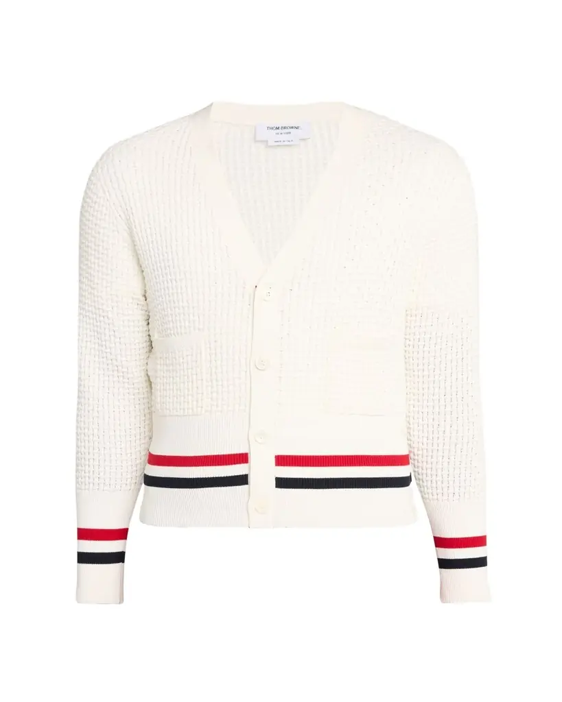 Thom Browne Men's Stitch Cotton RWB Half Cardigan