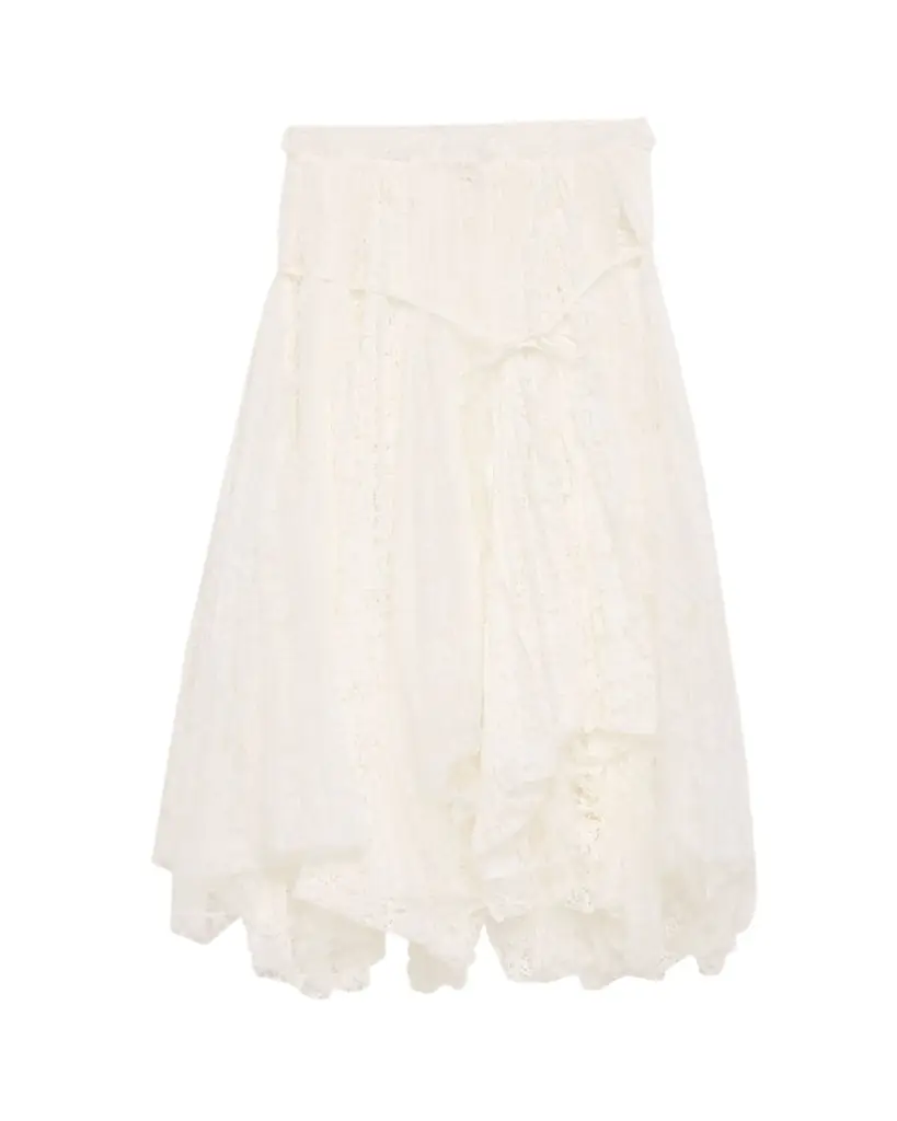 JW Anderson Mixed Lace Asymmetric Midi Skirt