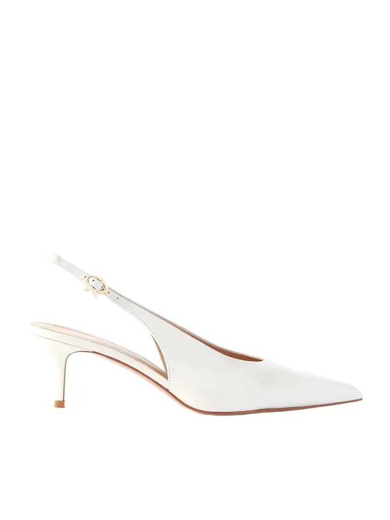 Gianvito Rossi Robbie 55 Polished-leather Slingback Pumps