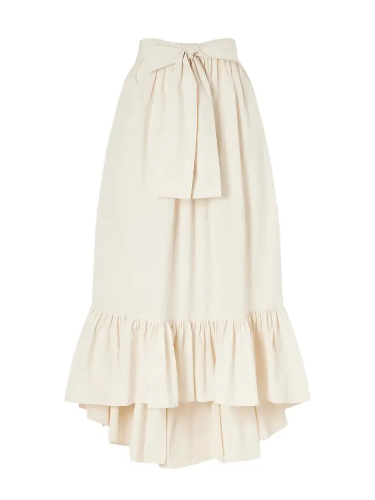 Lisa Marie Fernandez Nicole Tie-detailed Asymmetric Pleated Tiered Cotton-poplin Maxi Skirt