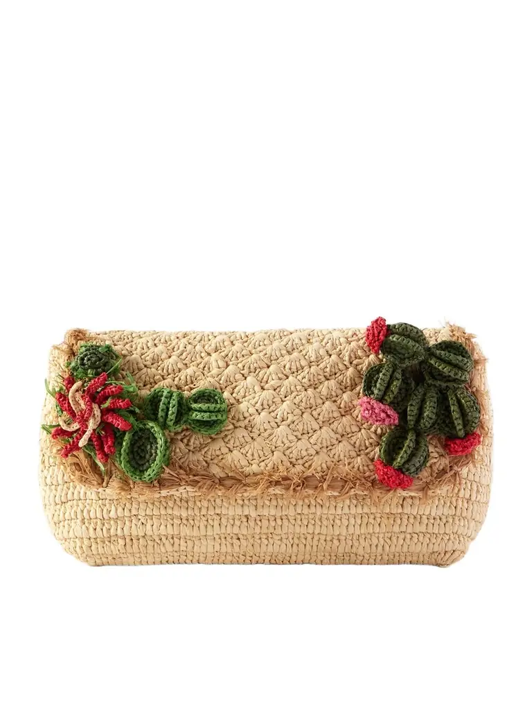Anya Hindmarch Embellished Raffia Clutch