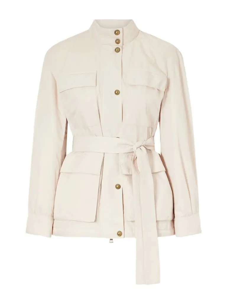 Moncler Maitake Appliquéd Belted Gabardine Jacket