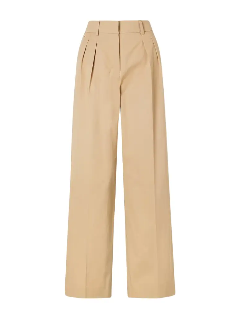 Moncler Appliquéd Pleated Cotton-twill Wide-leg Pants