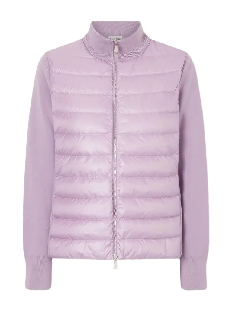 Moncler Appliquéd Wool And Quilted Shell Down Cardigan