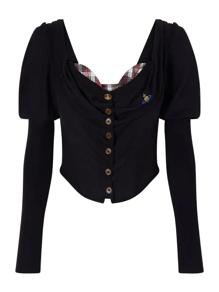Vivienne Westwood Bea Checked Cotton-trimmed Embroidered Wool And Silk-blend Cardigan