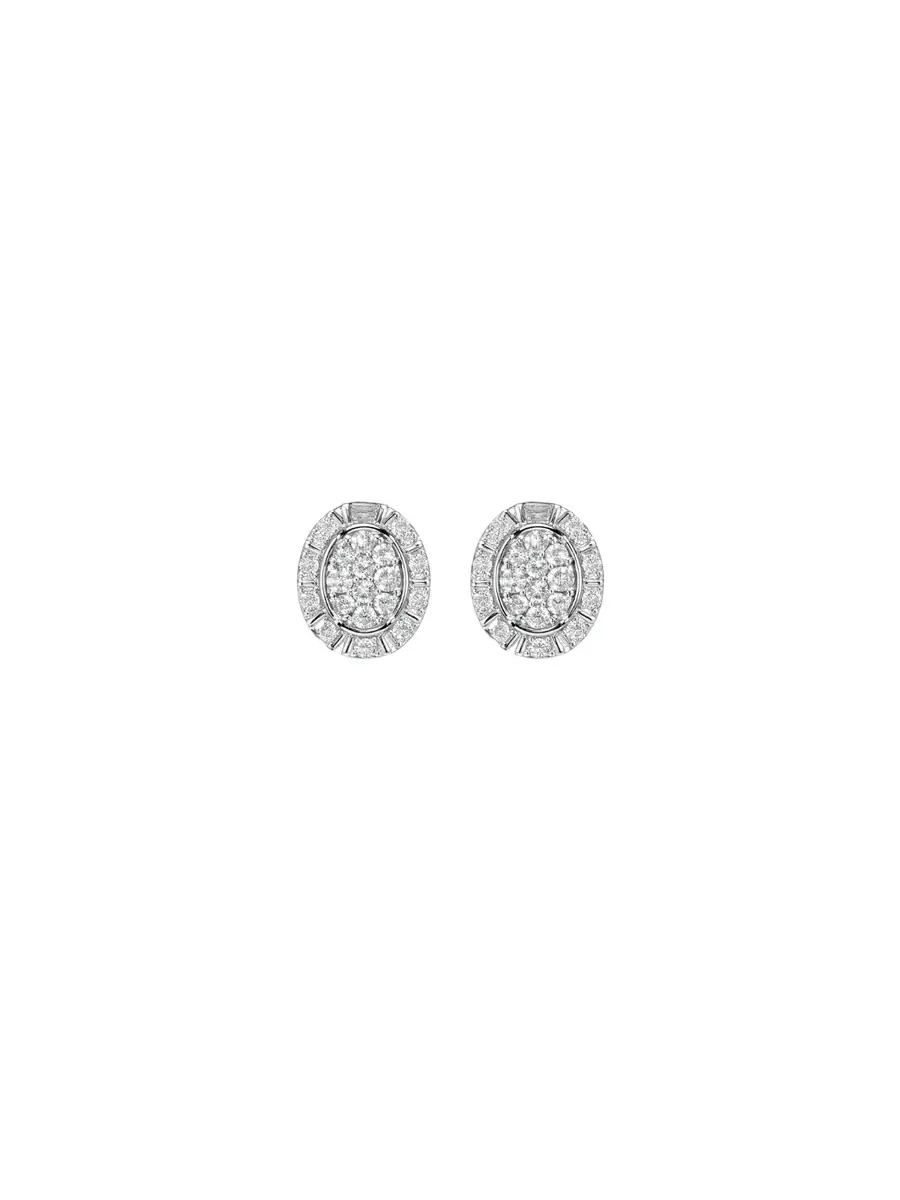 Wish Fine Jewelry 0.50ct Diamond 14K Gold Cluster Oval Stud Earrings
