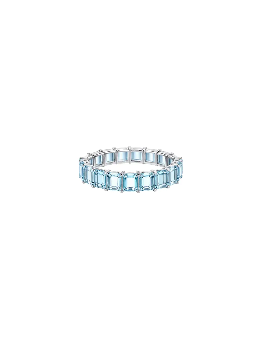 Wish Fine Jewelry 8.17ct Blue Topaz 18K Gold Eternity Band Ring