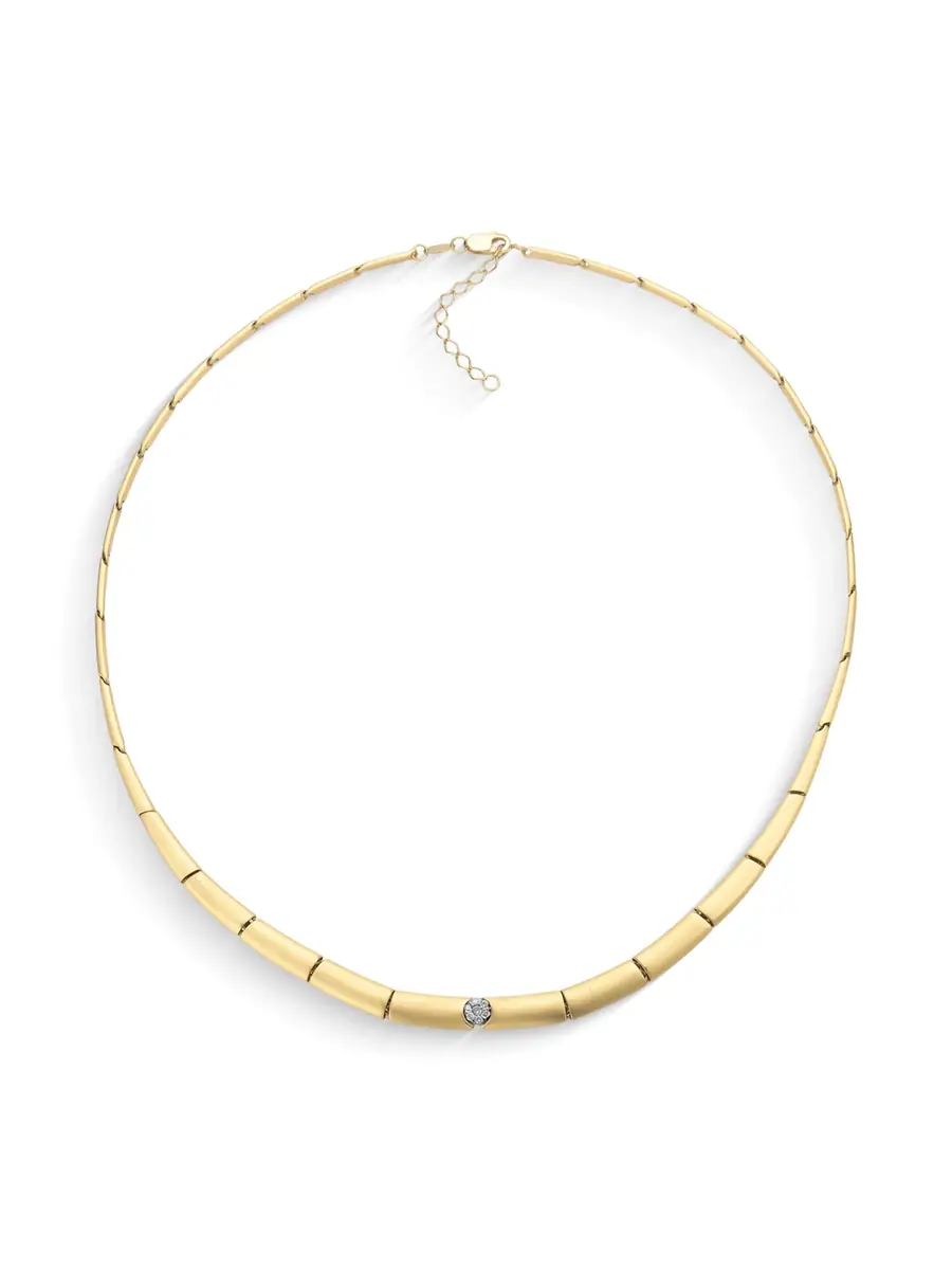ISA VETTORAZZI Brushed Yellow Gold Necklace with Single Diamond