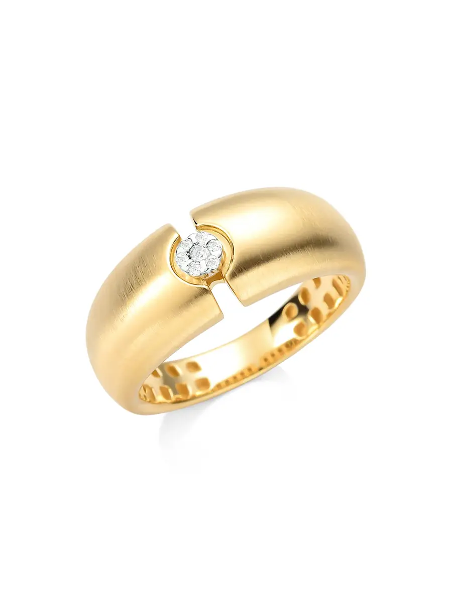 ISA VETTORAZZI Brushed Yellow Gold Ring with Single Diamond