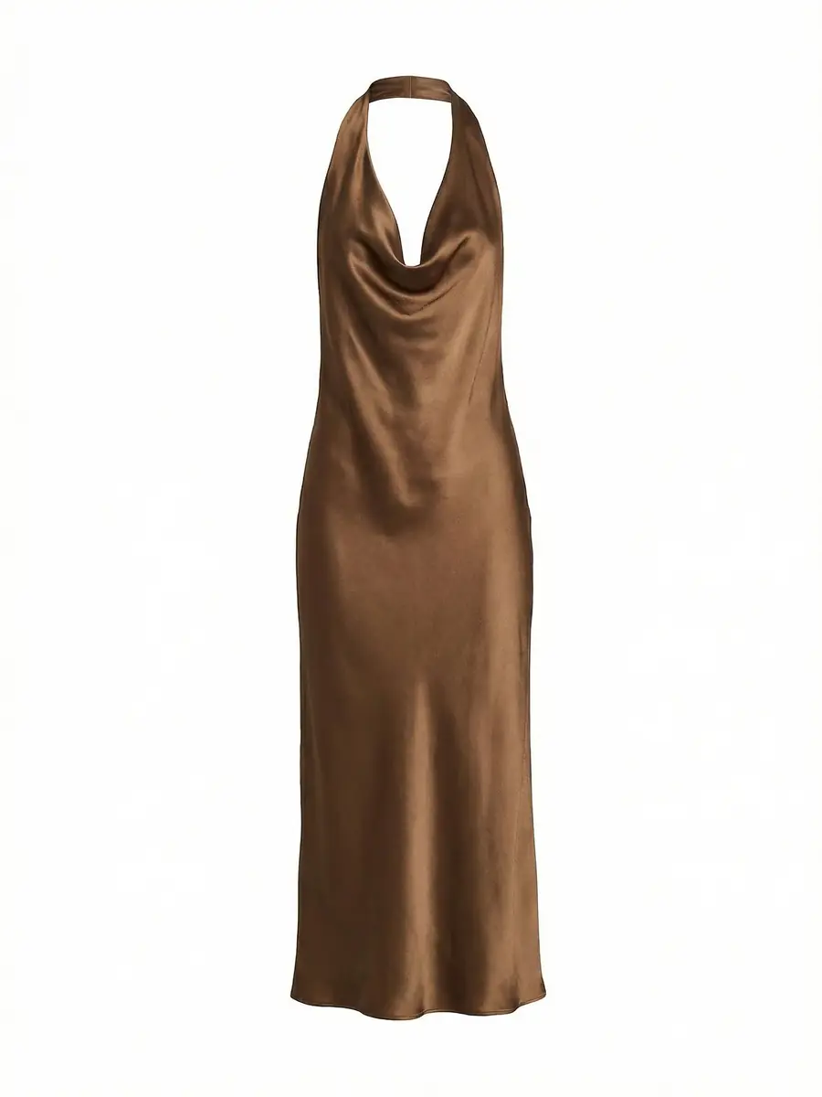ALEJANDRA ALONSO ROJAS Draped Halter Midi Dress