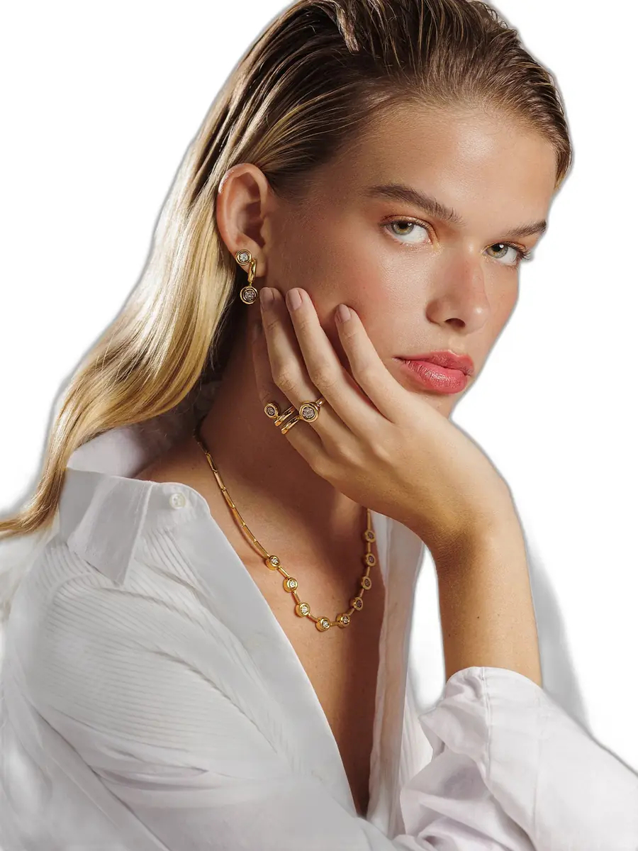 ISA VETTORAZZI Yellow Gold Bezel Set Multi Diamond Necklace