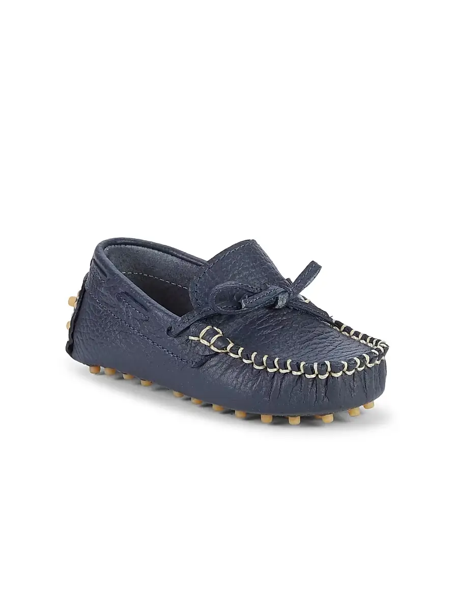 Elephantito Baby Boy's Leather Driving Loafers - Navy 6 (Baby)