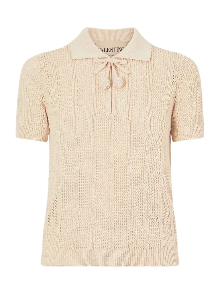 Valentino Garavani Pointelle-knit Cotton Polo Shirt
