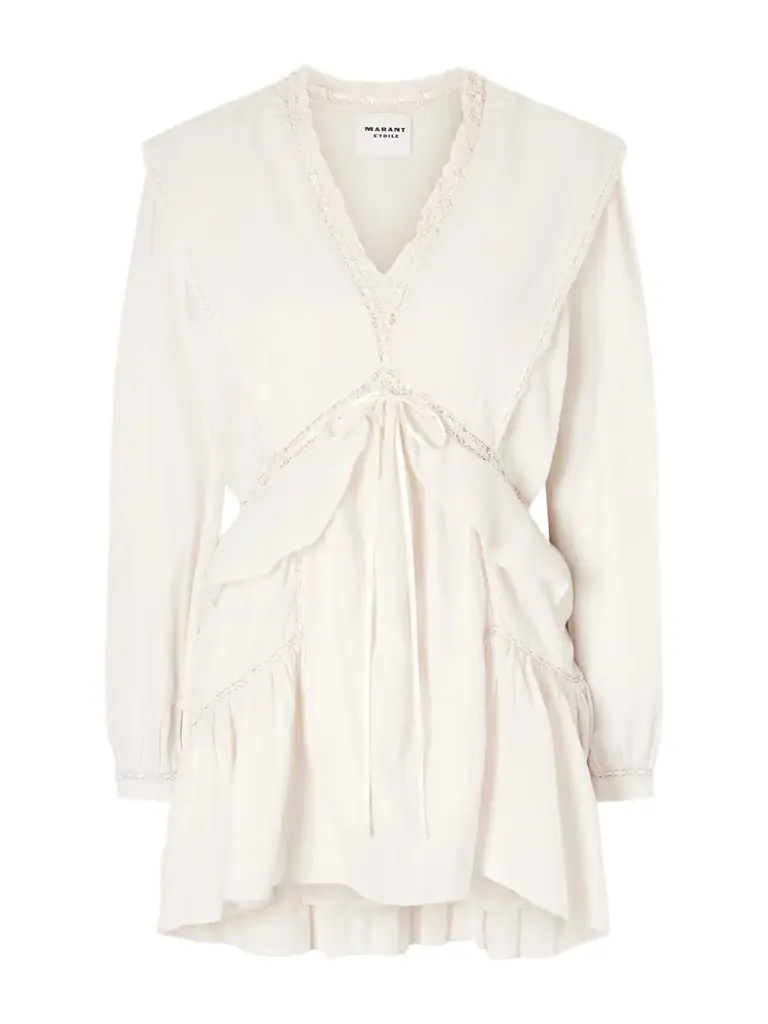 Marant Étoile Damya Lace-trimmed Cotton-blend Mini Dress